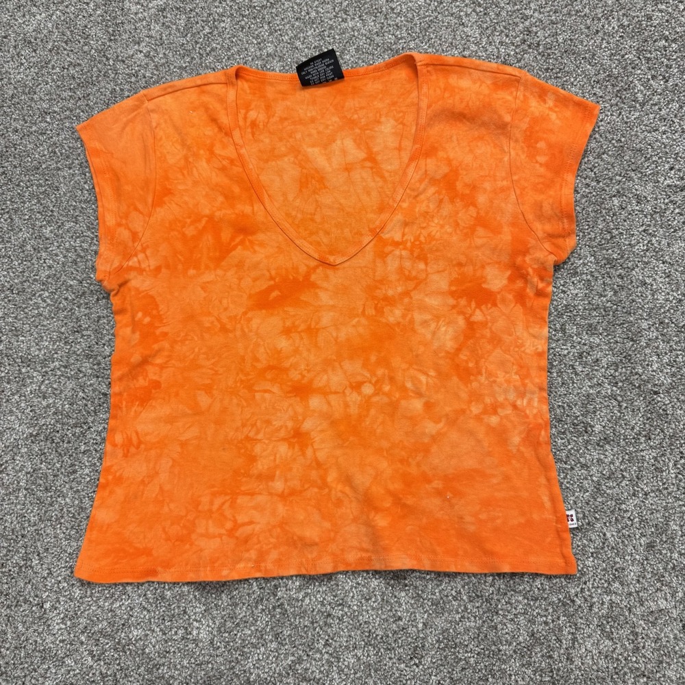 Y2K Polo Jeans Co. Ralph Lauren Shirt Womens XL Orange V Neck Cap Sleeve Tee